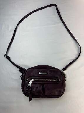 Dana Buchman Kyle Purple Pebbled Faux Leather Mini Crossbody Bag with Zebra Lini